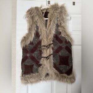 Free People Sterling Studded Patchwork Vest size XS